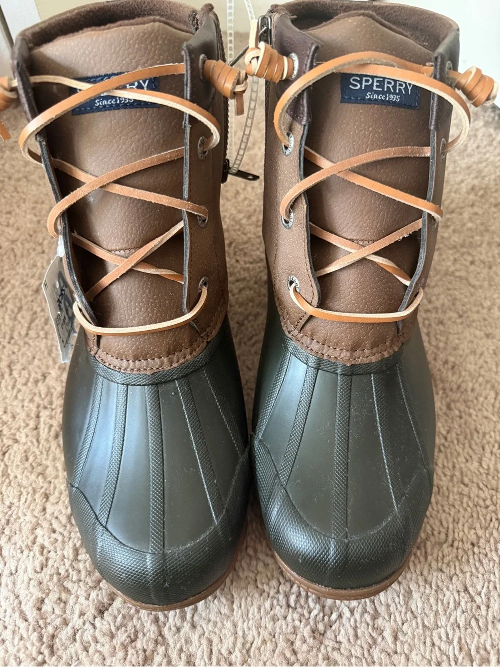 Sperry Olive & Brown Waterproof Duck Boots for Men